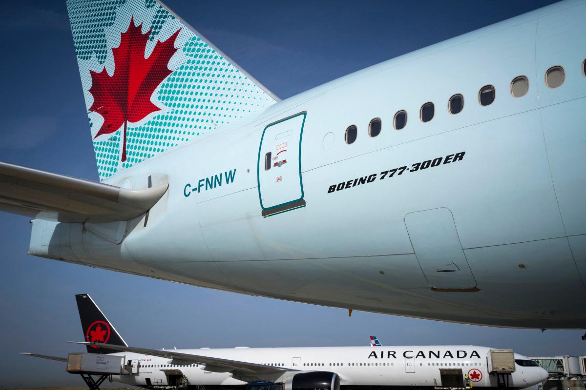 Due to the turbulence on the Air Canada flight, food and drinks fly through the cabin